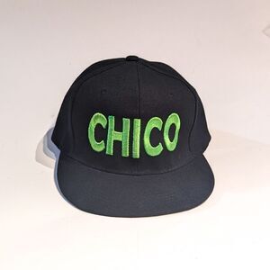 New Chico Snapback Structured Flat Bill Hat Cotton Blend Green Colored Embroider